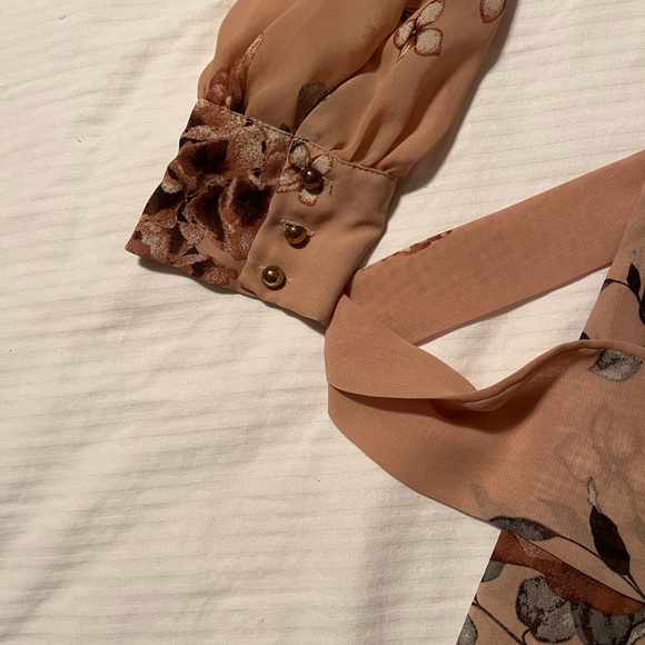 Baltic Born Floral Long Sleeve Dress in Tan and Brown - Picture 3 of 4